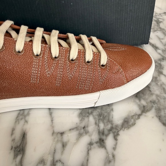 Prada Milano 2EE448 Mens Brown Pebbled Leather Low Top Sneakers, UK 7 main image 10